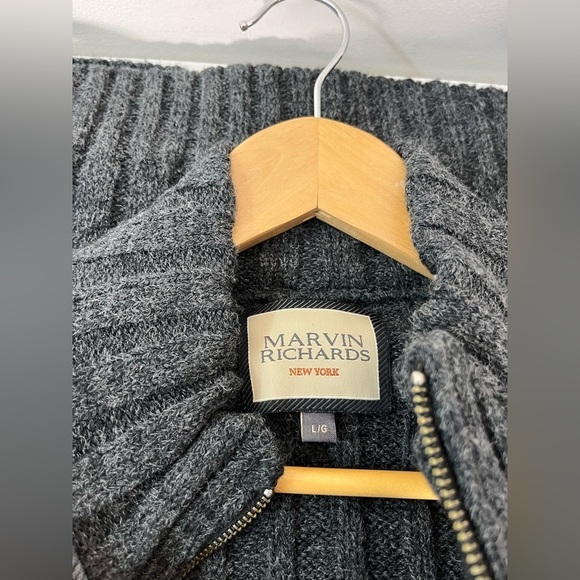 Marvin Richards New York Mens Sz Large Full Zip Wool Blend Sweater Puff Jacket - Picture 4 of 8